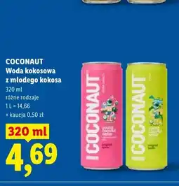 Lidl Woda kokosowa z młodego kokosa Coconaut white peach oferta