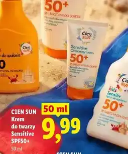 Lidl Krem do twarzy Sensitive SPF 50+ Cien Sun oferta
