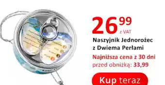 Naszyjnik jednorożec z dwiema perłami