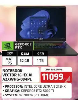 Alsen Msi Notebook Vector 16 hx AI oferta