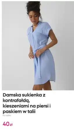 Pepco Damska sukienka z kontrafałdą, kieszeniami na piersi i paskiem w talii oferta