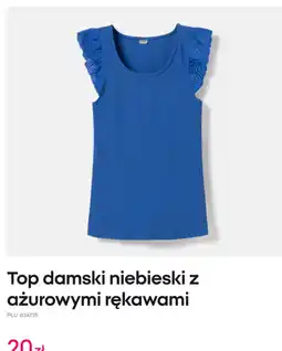 Pepco Top damski niebieski z ażurowymi rękawami oferta