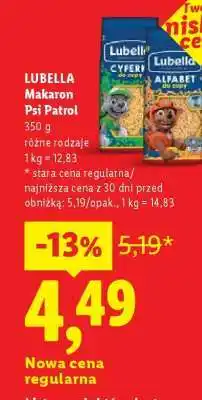 Lidl LUBELLA Makaron Psi Patrol oferta