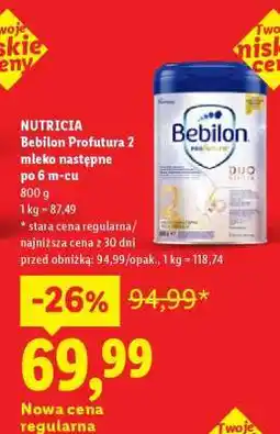 Lidl NUTRICIA Bebilon Profutura 2 mleko następne po 6 m-cu oferta