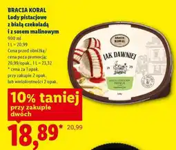 Lidl BRACIA KORAL Lody pistacjowe z białą czekoladą i z sosem malinowym oferta