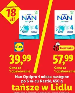 Lidl Nan Optipro 4 mleko następne po 6 m-cu Nestlé oferta