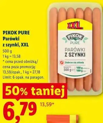 Lidl PIKOK PURE Parówki z szynki, XXL oferta