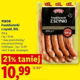 Lidl PIKOK Frankfurterki z szynki, XXL oferta