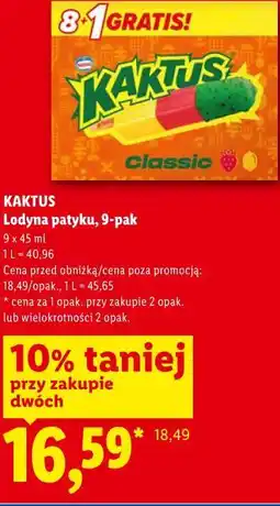 Lidl KAKTUS Lody na patyku, 9-pak oferta