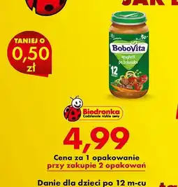 Biedronka Danie dla dzieci po 12m-cu BoboVita spaghetti po bolońsku oferta