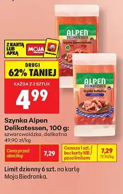 Biedronka Szynka delikatna Alpen Delikatessen oferta