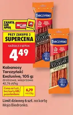 Biedronka Kabanosy wieprzowe Tarczyński Exclusive oferta