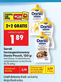 Biedronka Serek homogenizowany Danio Pouch truskawkowy oferta