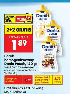 Biedronka Serek homogenizowany Danio Pouch truskawkowy oferta