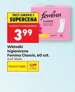 Biedronka Wkładki higieniczne Femina Classic 60szt oferta