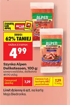Biedronka Szynka Alpen Delikatessen, 100 g: szwarcwaldzka, delikatna oferta