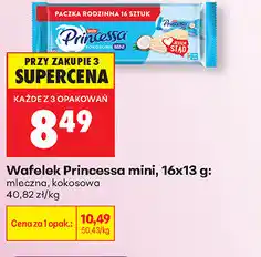Biedronka Wafelek Princessa mini, 16x13 g: mleczna, kokosowa oferta