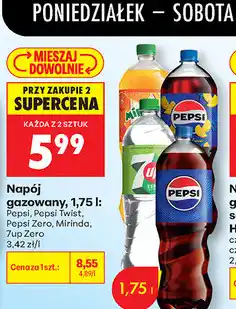 Biedronka Napój gazowany, 1,75 l: Pepsi, Pepsi Twist, Pepsi Zero, Mirinda, 7up Zero oferta