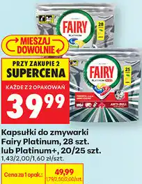 Biedronka Kapsułki do zmywarki Fairy Platinum, 28 szt. lub Platinum+, 20/25 szt oferta