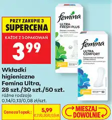 Biedronka Wkładki higieniczne Femina Ultra, 28 szt./30 szt./50 szt oferta