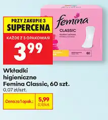 Biedronka Wkładki higieniczne Femina Classic, 60 szt oferta