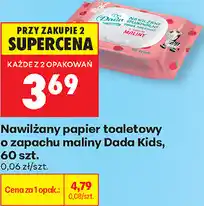 Biedronka Nawilżany papier toaletowy o zapachu maliny Dada Kids, 60 szt oferta