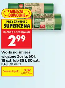 Biedronka Worki na śmieci wiązane Zosia, 60 l, 18 szt. lub 35 l, 30 szt oferta