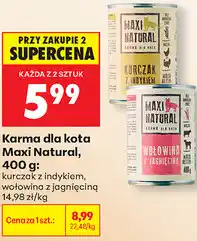 Biedronka Karma dla kota Maxi Natural, 400 g: kurczak z indykiem, wołowina z jagnięciną oferta