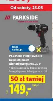 Lidl Akumulatorowa wiertarkowkrętarka 20V PARKSIDE PERFORMANCE oferta