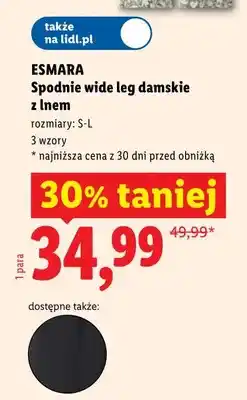 Lidl Spodnie wide leg damskie z lnem ESMARA oferta