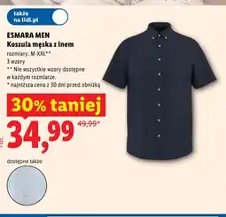 Lidl Koszula męska z lnem ESMARA MEN rozmiary: M-XXL oferta