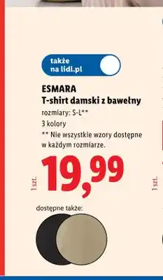Lidl T-shirt damski z bawełny ESMARA rozmiary: S-L oferta