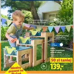 Lidl Zestaw 3 drewnianych stołów do zabawy LUPILU oferta