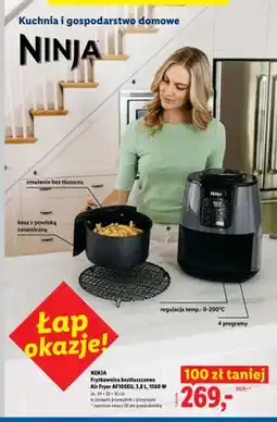 Lidl Frytkownica beztłuszczowa NINJA Air Fryer AF100EU 3,8l 1500W 34x28x35cm oferta