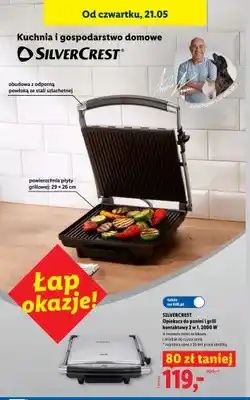 Lidl Opiekacz do panini i grill kontaktowy 2 w 1 SILVERCREST 2000W oferta