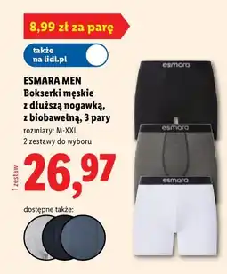 Lidl Bokserki męskie z dłuższą nogawką, z biobawełną, 3 pary ESMARA MEN oferta