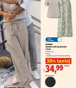 Lidl Spodnie wide leg damskie z lnem oferta