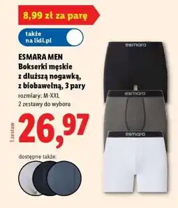 Lidl ESMARA MEN Bokserki męskie z dłuższą nogawką, z biobawełną, 3 pary oferta