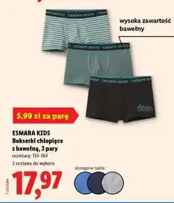 Lidl ESMARA KIDS Bokserki chłopięce z bawełną, 3 pary oferta