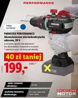 Lidl PARKSIDE PERFORMANCE Akumulatorowa wiertarkowkrętarka udarowa, 20 V oferta