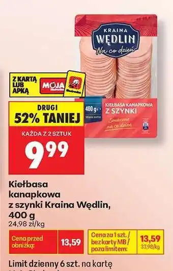 Biedronka Kiełbasa kanapkowa z szynki Kraina Wędlin, 400 g oferta