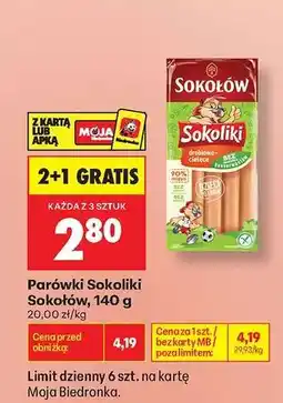 Biedronka Parówki Sokoliki Sokołów, 140 g oferta