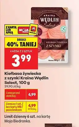 Biedronka Kiełbasa żywiecka z szynki Kraina Wędlin Select , 100 g oferta