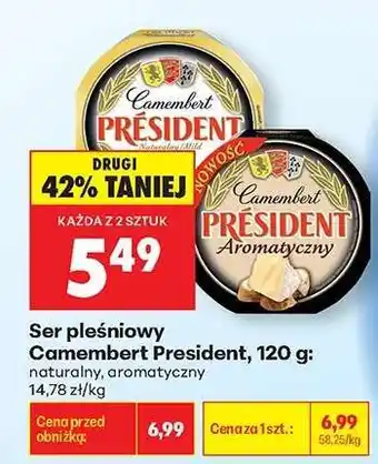 Biedronka Ser pleśniowy Camembert President, 120 g oferta