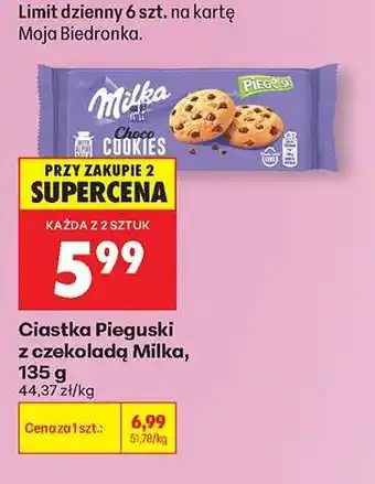 Biedronka Ciastka Pieguski z czekoladą Milka, 135 g oferta