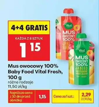 Biedronka Mus owocowy 100 % Baby Food Vital Fresh , 100 g oferta
