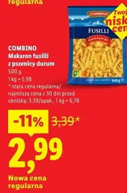 Lidl Makaron COMBINO fusilli z pszenicy durum oferta