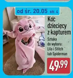 ALDI Koc dziecięcy z kapturem Lilo i Stitch oferta