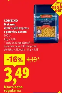 Lidl Makaron COMBINO mini fusilli express z pszenicy durum oferta