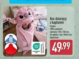 ALDI Koc dziecięcy z kapturem Lilo i Stitch 120x150cm oferta
